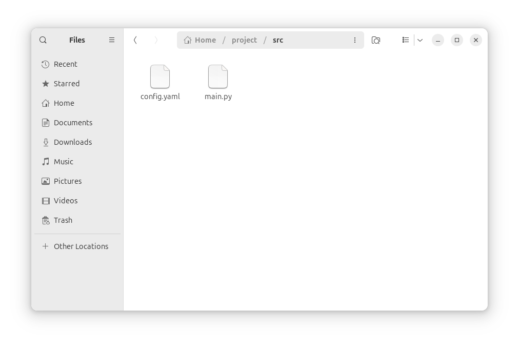 Структура каталогов project в графическом интерфейсе.